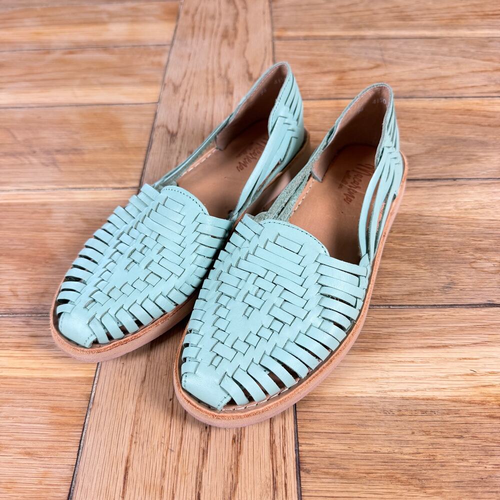 Macarena Collection Huarache Flats Women's MX 26 US 9 Mint Green Woven Leather